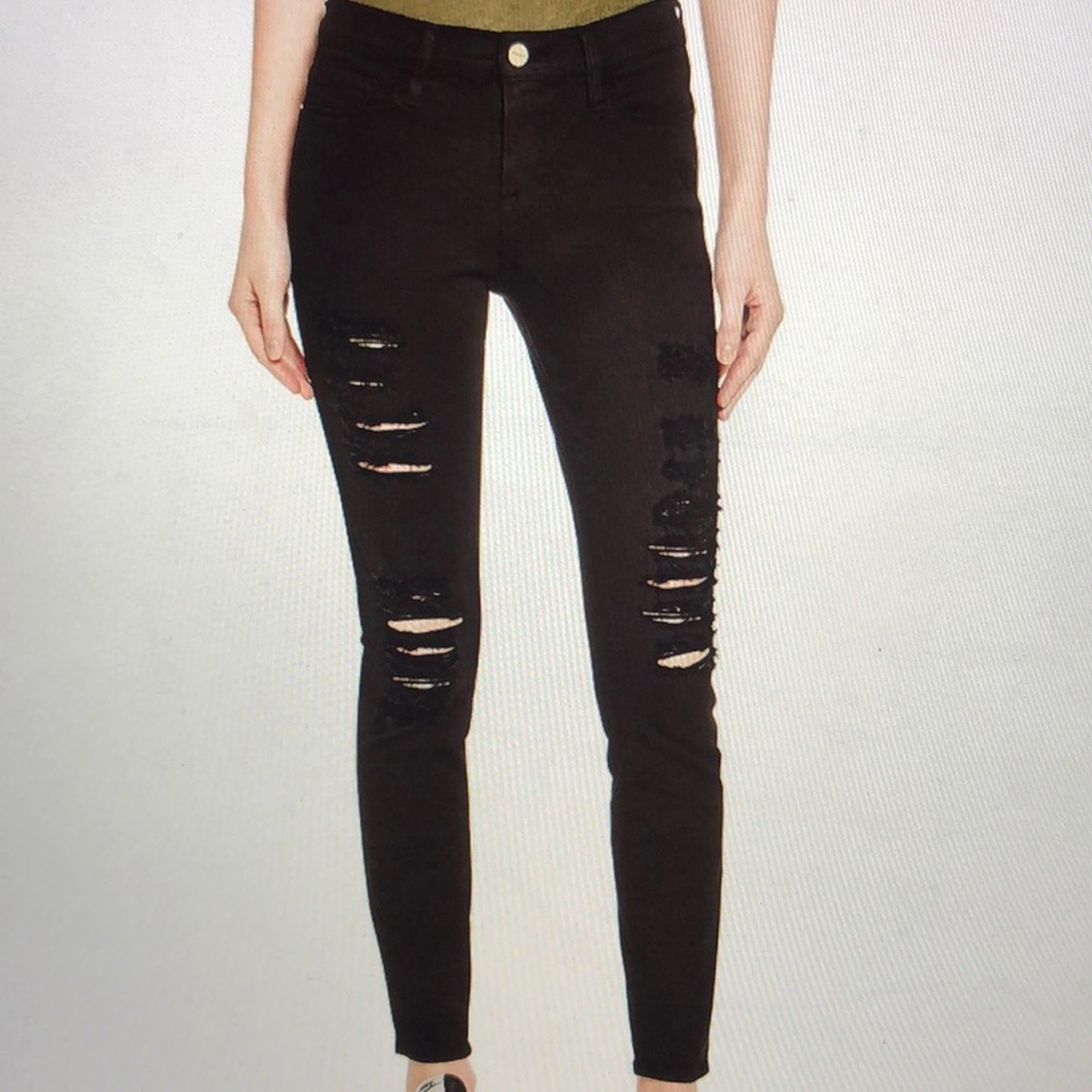 Frame Denim Black Ripped Jeans